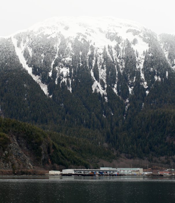 The old site of the Alaska Pulp Corporation, one of the two mills that dominated the Tongass National Forest for 40 years