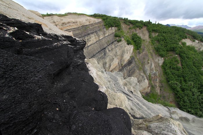 Coal bluff in Neana coal fields, Alaska
