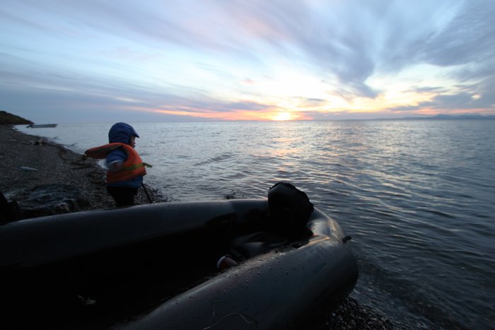 "Done boat."  Sun sets on our <a href="http://www.groundtruthtrekking.org/Journeys/ToddlingArcticShores.html">journey on the shore near Kotzebue</a>