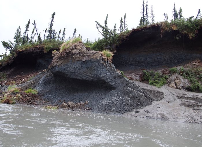 Eroding permafrost river bank