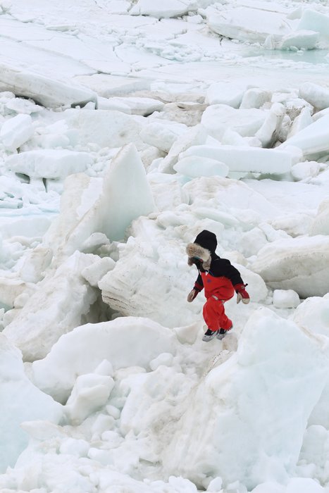 Katmai climbs melting ice rubble as the Chukchi Sea begins to thaw