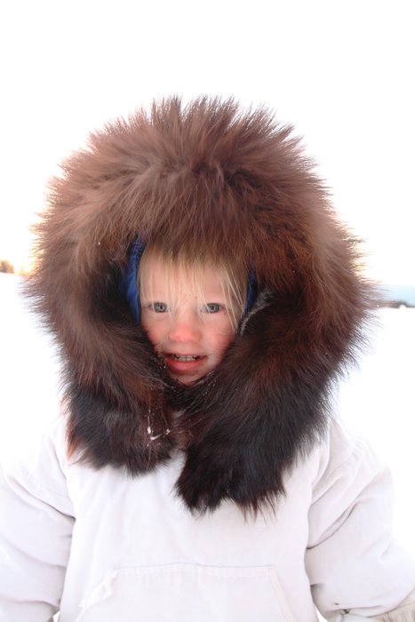 Katmai is testing our his whaling parka.