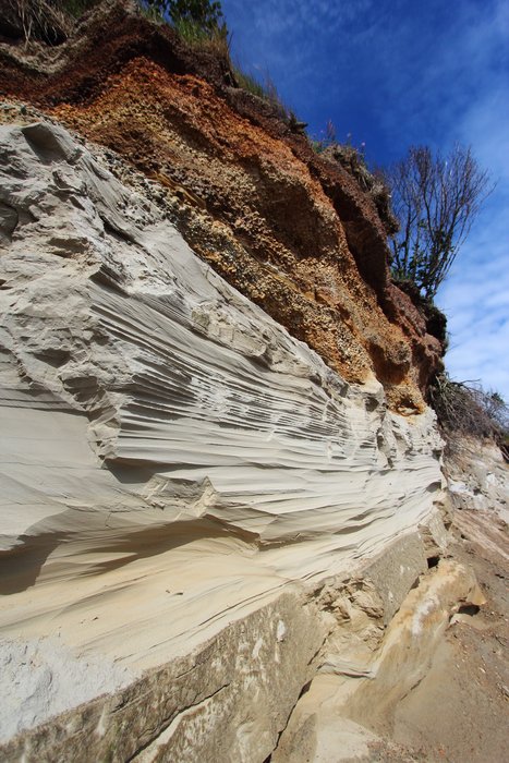 Beach deposits formed when Lake Iliamna was higher outcrop in an eroding bluff.