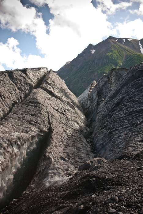 A few steps onto the edge of the glacier showed this view of towering, ancient ice