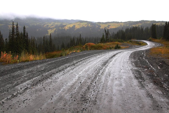 A large mining road connects Eskay Creek mine to the main roads.
