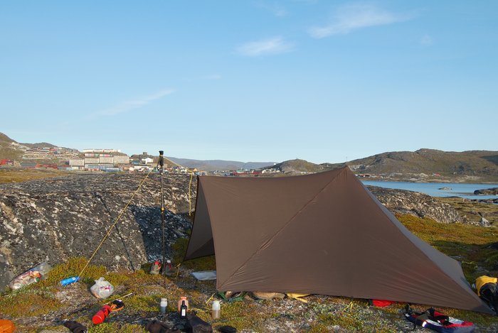 Camped out on the outskirts of Southern Greenland's largest town (pop. 3,200)