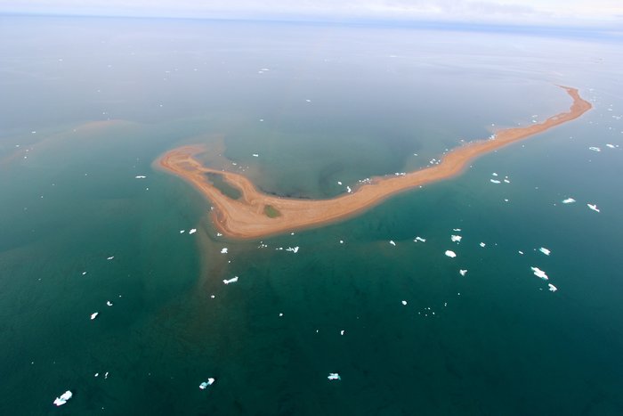 This barrier island sits over 5 miles off the Sag Delta on Alaska's North Slope.