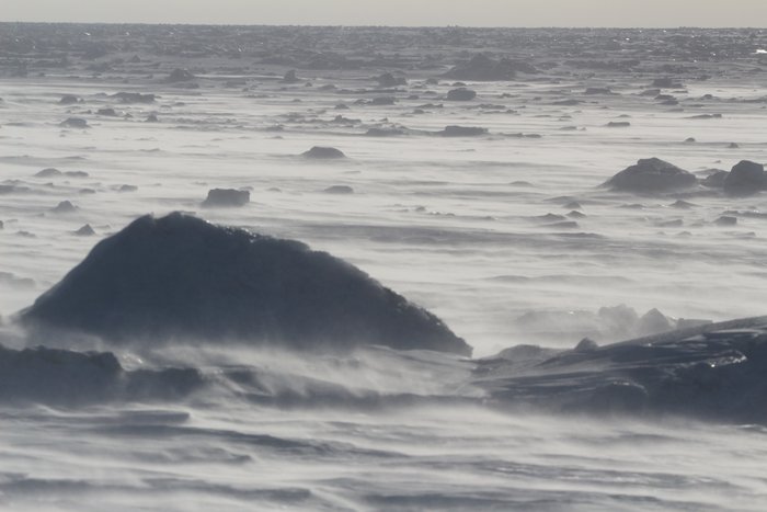 Snow blowing on the Bering Sea near Cape Wooley