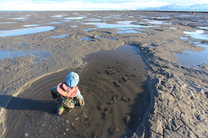 None of this mudflat was clean or dry--but did she have to choose THAT route?