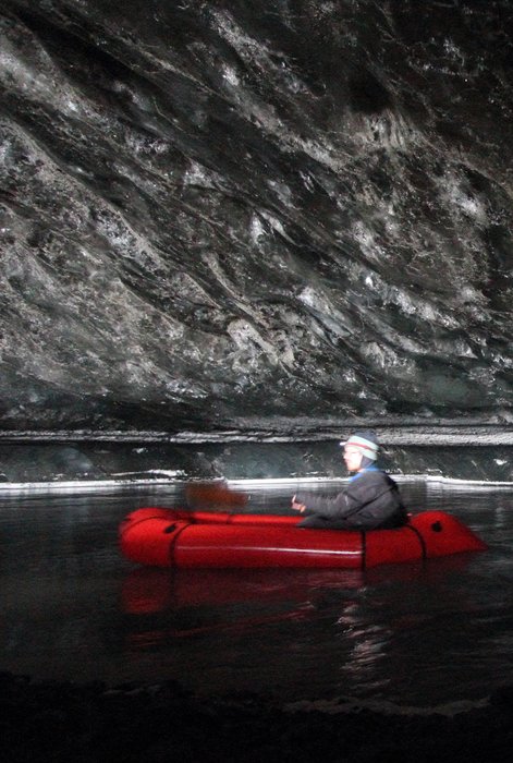 Only a packraft could provide access to this tunnel leading deep under the glacier.