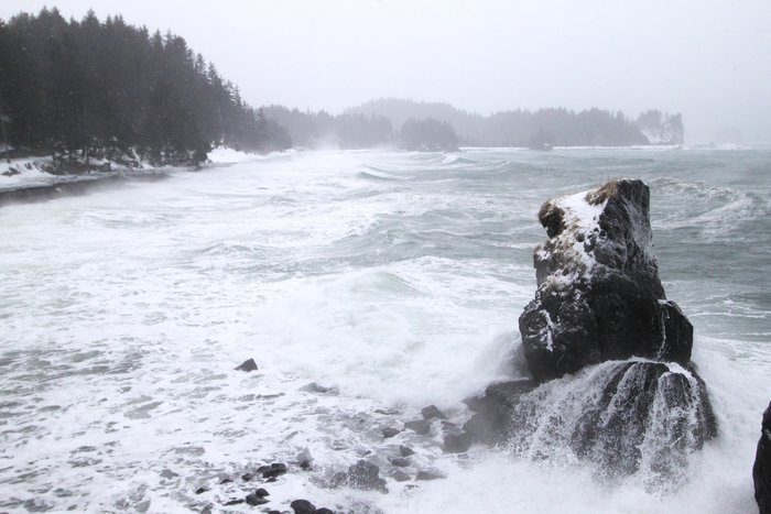 Seldovia's most popular recreational beach is exposed to west winds like those during this late-March storm.