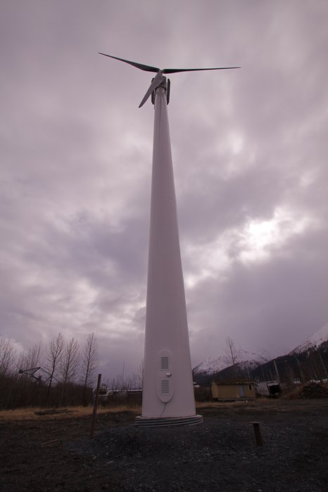 Wind generator at Alaska Vocational School in Seward.